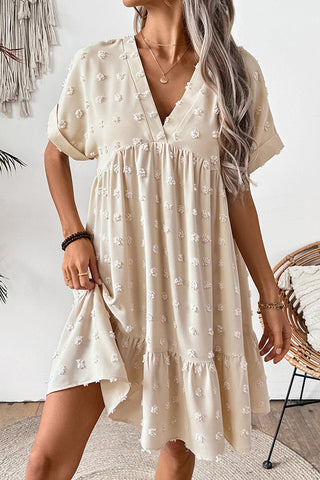 Fashion V Neck Solid Color Casual Dress