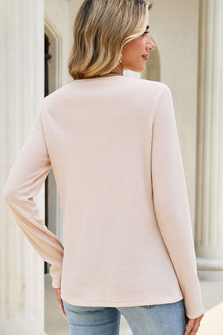 Lace Patchwork Solid Long Sleeve Casual Top