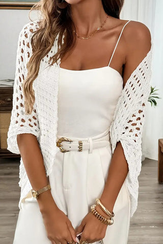 Fashion Crochet Hollow Open Front Cardigan
