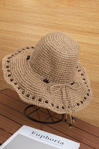 Vacation Style Handmade Beaded Straw Hat