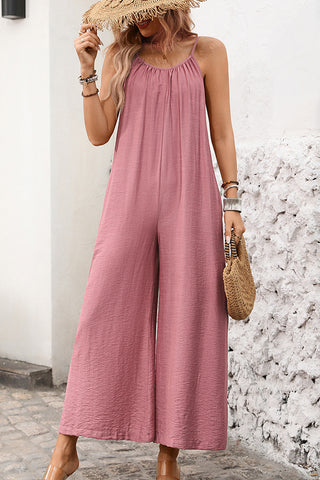 Fashion Solid Color Sleeveless Loose Jumpsuit
