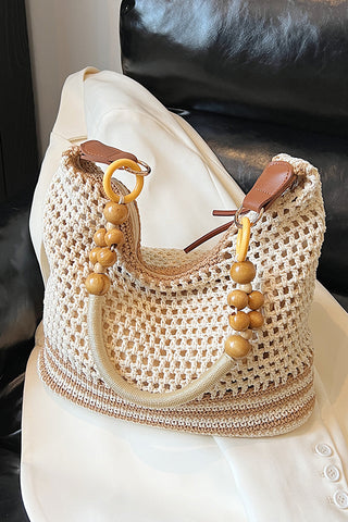 Color Block Hollow Knit Weave Bag