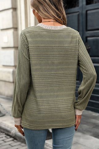 Color Block Long Sleeve Casual T-Shirt