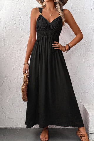 Fashion V Neck Solid Color Sleeveless Dress
