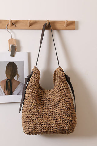 Fashion Color Block Weave Bag