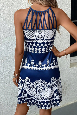 Fashion Printed Cutout Design Casual Dress
