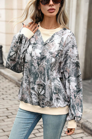 Fashion Printed Color Block Casual Top