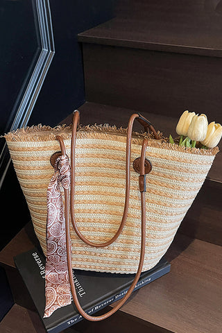 Fashion Color Block Tie Design Bag