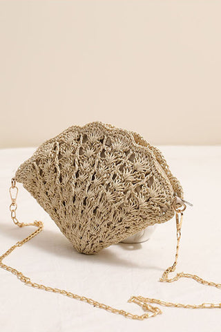 Fashion Shell Design Woven Crossbody Bag