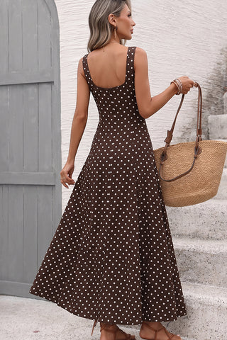 Polka Dot Print Square Neck Retro Dress