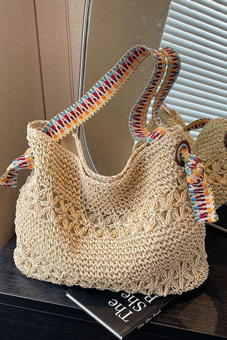 Fashion Color Block Hollow Weave Bag