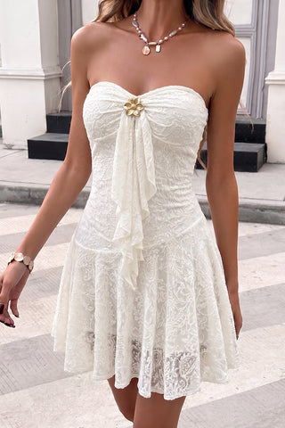 Resort Style Bandeau Solid Color Mini Dress