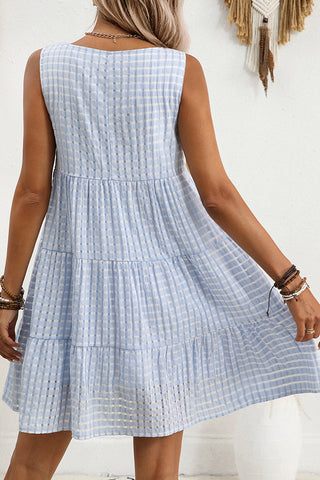 Plaid Print Sleeveless Casual Mini Dress