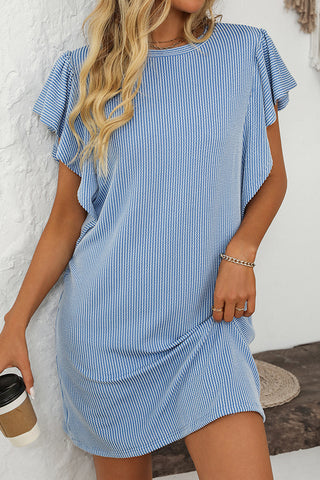 Fashion Color Block Ruffled Sleeves Casual Dress
