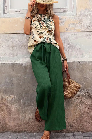 Fashion Printed Halter Neck Two Piece Set