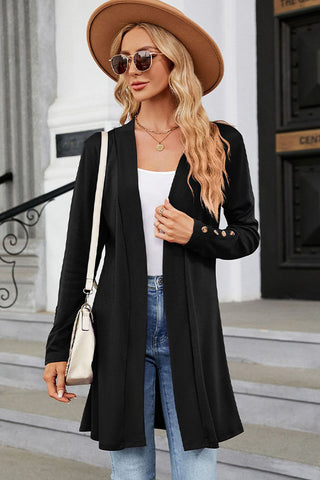 Solid Color Button Loose Long Sleeve Tops
