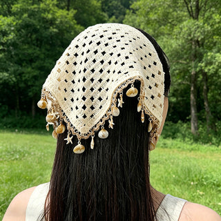 Fashion Shell Starfish Knitted Hollow Headscarf