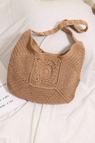 Fashion Solid Color Hollow Weave Bag