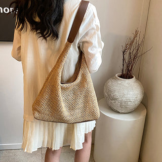 Retro Style Color Block Weave Two-in-One Bag Set