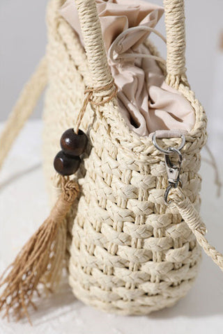 Fashion Solid Color Woven Crossbody Bag