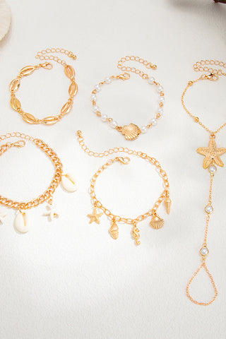 Resort Style Starfish Shell Pendant Finger Bracelet