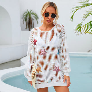 Hollow Pentagram Design Swimsuit Cover Up