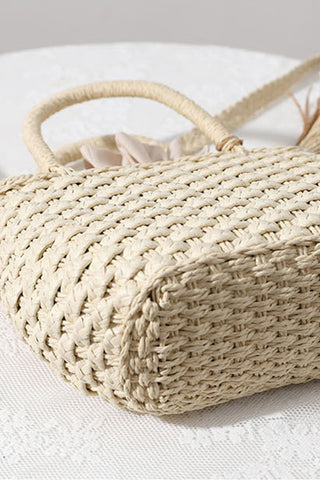 Fashion Solid Color Woven Crossbody Bag