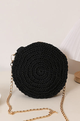 Fashion Gold-Edged 3D Camellia Woven Bag