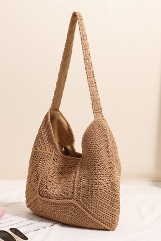 Fashion Solid Color Hollow Weave Bag