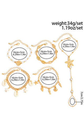 Resort Style Starfish Shell Pendant Finger Bracelet