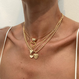 Heart Twisted Metal Chain Layered Necklace