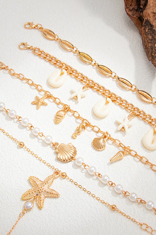 Resort Style Starfish Shell Pendant Finger Bracelet