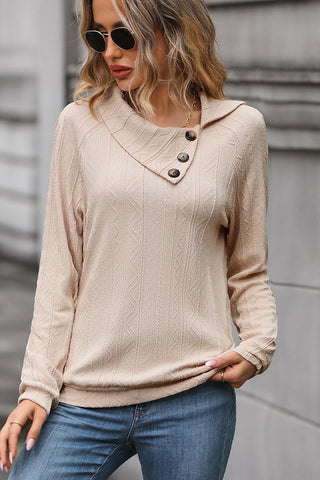 Solid Color Long Sleeve Casual Tops