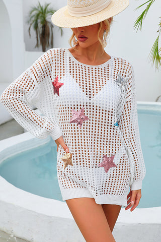 Hollow Pentagram Design Swimsuit Cover Up