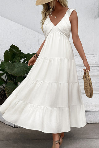 Solid Color V Neck Sleeveless Casual Dress