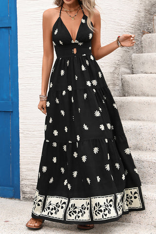 V Neck Printed Sleeveless Casual Dress