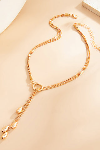 Minimalist Water Drop Pendant Tassel Necklace