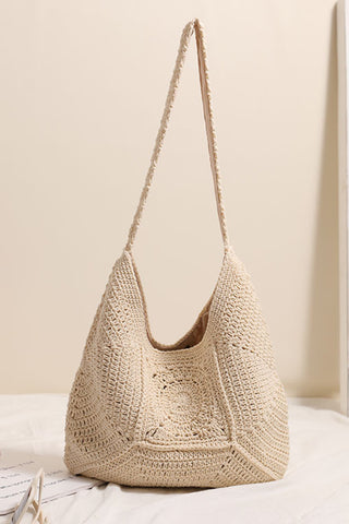 Fashion Solid Color Hollow Weave Bag
