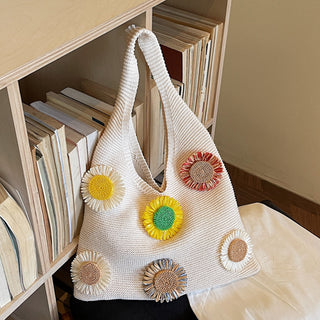 Fashion Flower Design Casual Knitted Bag