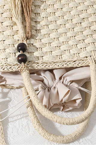 Fashion Solid Color Woven Crossbody Bag