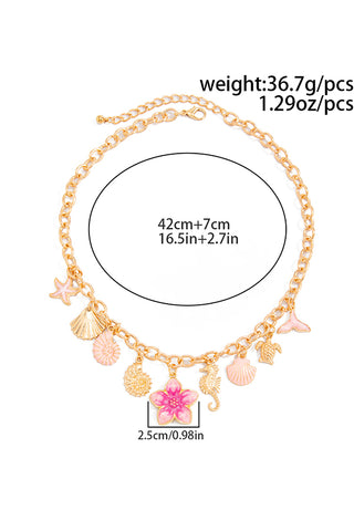 Resort Style Conch Shell Floral Charm Necklace