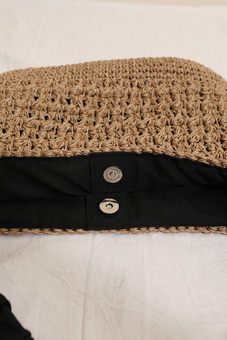 Fashion Color Block Bow Weave Handbag