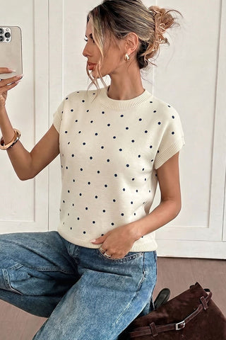Fashion Polka Dot Casual Knit Sweater