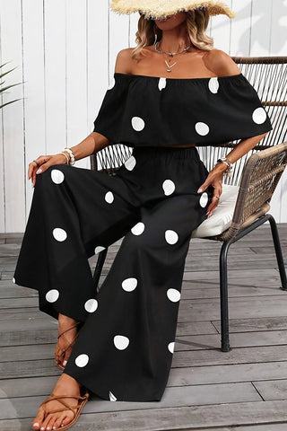 Dots Print Bandeau Casual Two Piece Set