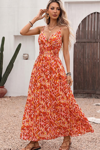 Bohemian Style Printed V Neck Casual Dress