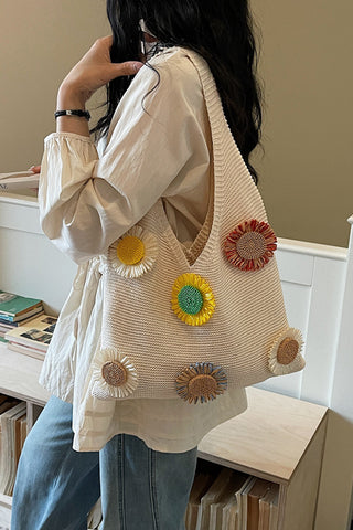 Fashion Flower Design Casual Knitted Bag