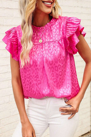 Fashion Printed Ruffle Sleeves Casual Top