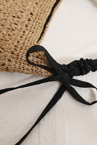 Fashion Color Block Bow Weave Handbag