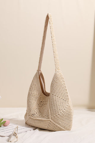 Fashion Solid Color Hollow Weave Bag