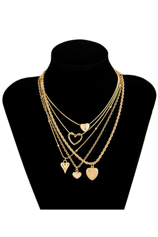 Heart Twisted Metal Chain Layered Necklace